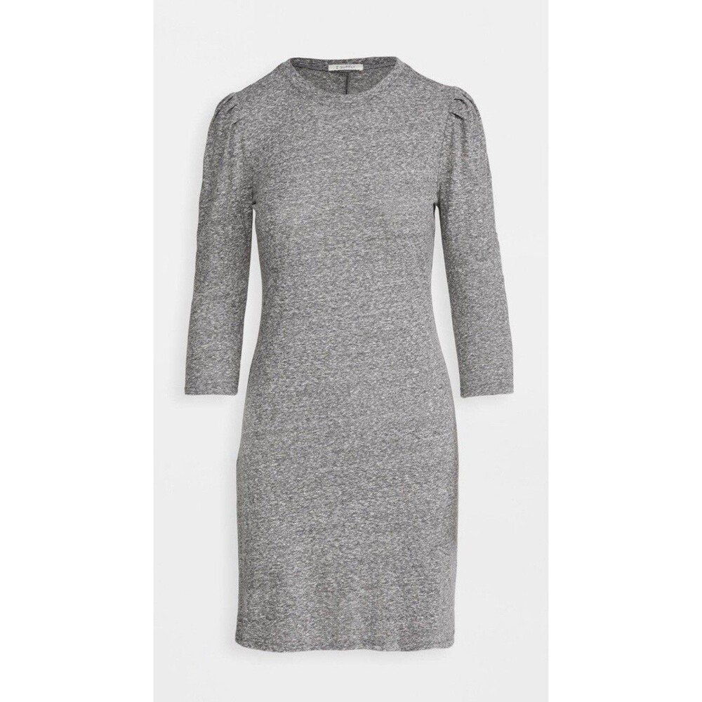 Z Supply Charcoal Heather Gray Long Puff Sleeve Dress Women’s Size Xsmall